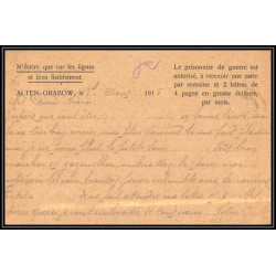 17004 alten-grabow 1915 delarbre paris richelieu guerre censure 14/18 ww1 lettre kriegsgefangenenpost allemagne germany