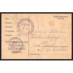 17007 alten-grabow 1915 delarbre paris richelieu guerre censure 14/18 ww1 lettre kriegsgefangenenpost allemagne germany