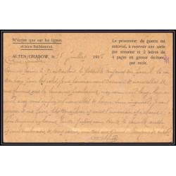 17008 alten-grabow 1915 delarbre paris richelieu guerre censure 14/18 ww1 lettre kriegsgefangenenpost allemagne germany