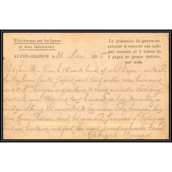 17010 alten-grabow 1915 delarbre paris richelieu guerre censure 14/18 ww1 lettre kriegsgefangenenpost allemagne germany