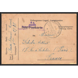 17016 camp prisonniers Langensalza 1917 paris guerre censure 14/18 ww1 lettre kriegsgefangenenpost allemagne germany