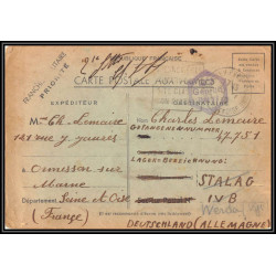 17024 Stalag IV B Wurzen Werdau Sachsen 1940 guerre censure 39/45 ww2 kriegsgefangenenpost allemagne germany
