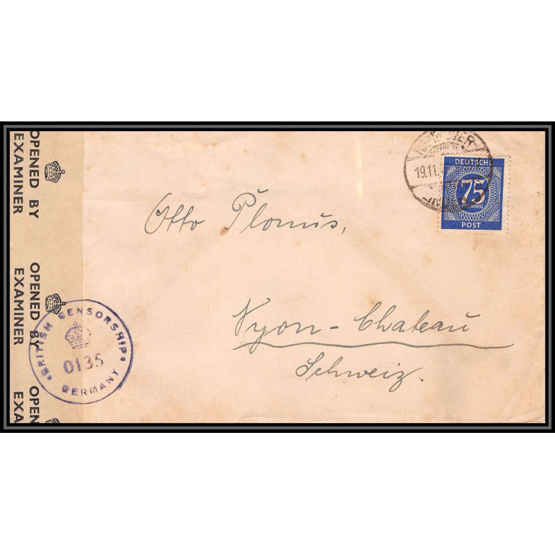 17026 guerre censure 39/45 ww2 deusche post british 0135 allemagne germany lettre cover