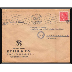 17032 guerre censure 39/45 ww2 allemagne praha kyser 1944 strasbourg reich germany lettre cover france