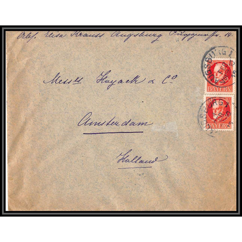 17044 augsburg 1915 pour amsterdam guerre 14/18 ww1 allemagne germany lettre cover
