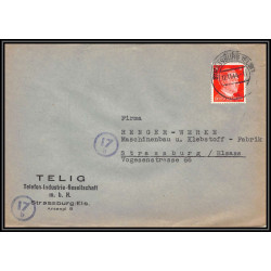 17058 telig strasbourg 1944 guerre 17b censure 39/45 ww2 allemagne reich germany lettre cover