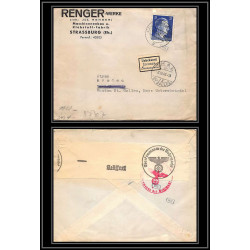17060 renger strasbourg 1942 pour thal suisse guerre censure 39/45 ww2 allemagne reich germany lettre cover
