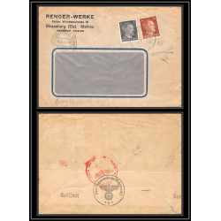 17061 renger strasbourg 1944 guerre censure 349 39/45 ww2 allemagne reich germany lettre cover