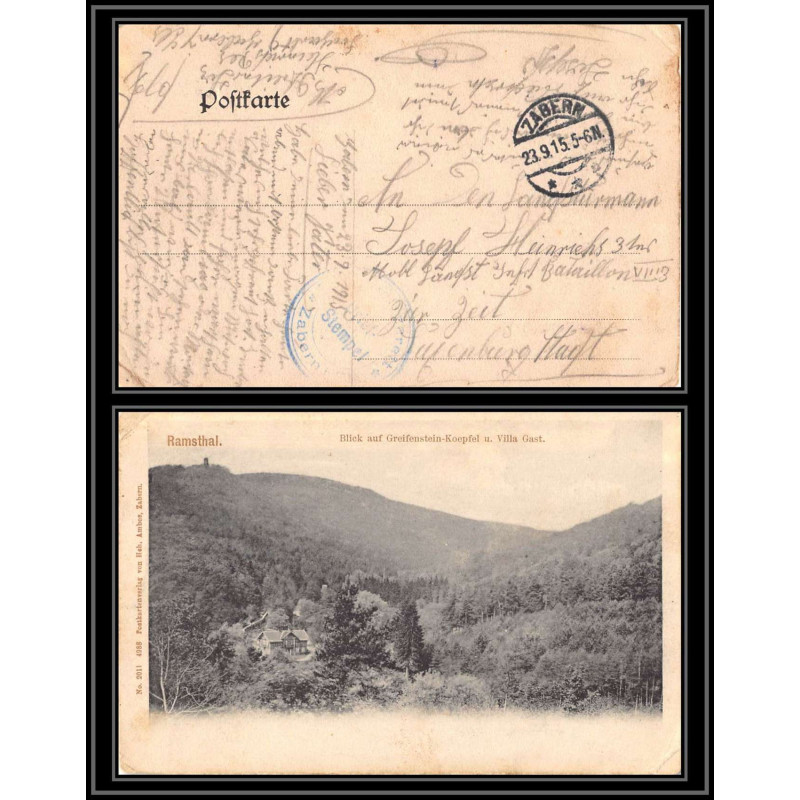 17067 zabern 1915 censure guerre 14/18 ww1 feldpost allemagne germany carte postcard