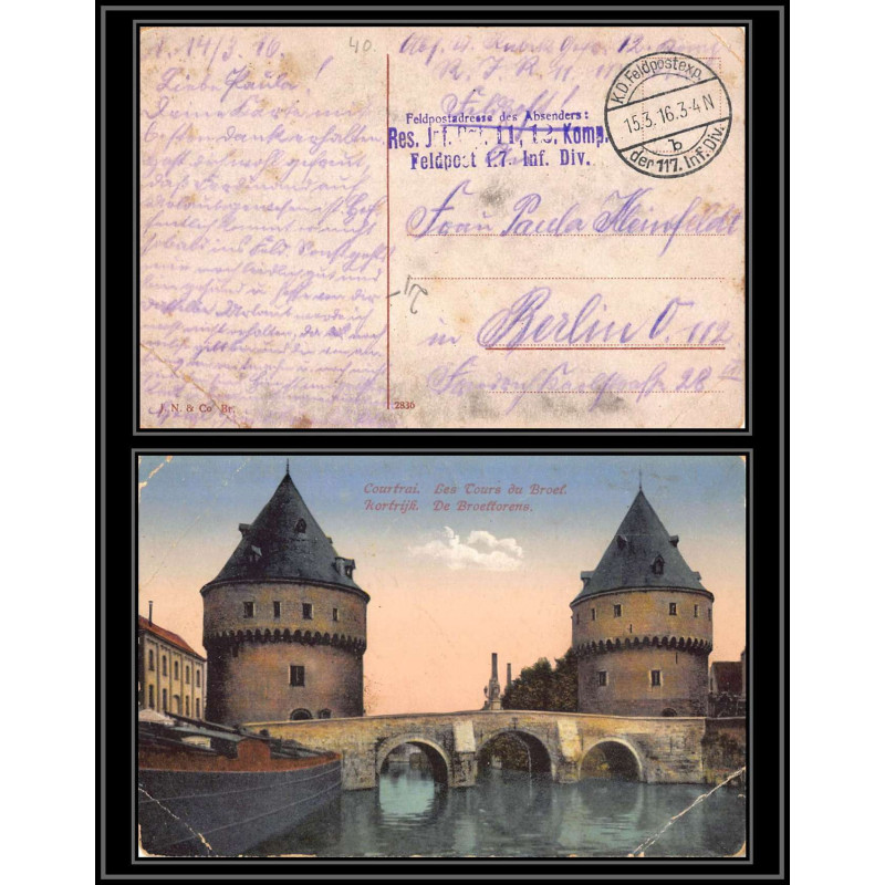 17069 117 Infanterie-Division 1916 POUR BERLIN guerre 14/18 ww1 feldpost allemagne germany carte postcard