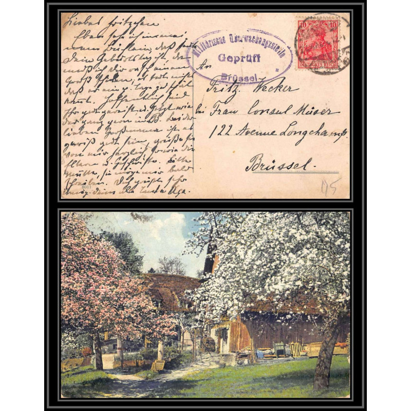 17085 BRÜSSEL bruxelles belgique censure guerre 14/18 ww1 feldpost allemagne germany carte postale postcard