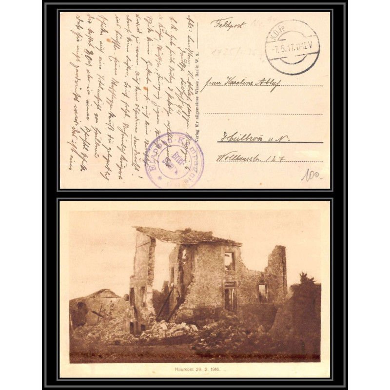 17090 etappen kompagnie 66 1917 guerre 14/18 ww1 feldpost allemagne germany carte postale haumont postcard