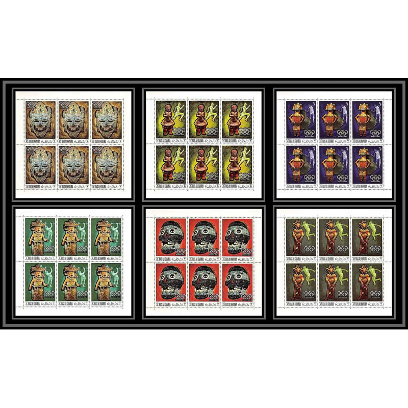 215c Ras al khaima MNH ** N°259/262 A + 347/348 A jeux olympiques olympic games mexiico (masks) feuilles sheets
