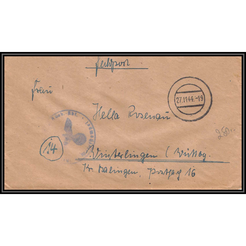 17111 1944 Stalag I-A camp Eylau ? censure guerre 39/45 ww2 feldpost allemagne reich germany lettre cover