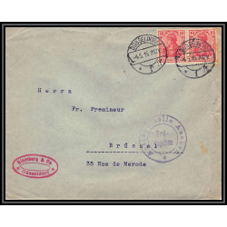 17117 dusseldorf 1915 bruxelles belgique censure guerre 14/18 ww1 feldpost allemagne reich germany lettre cover