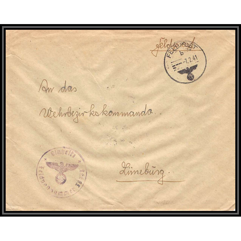 17120 lineburg 1941 censure 38773 guerre 39/45 ww2 feldpost allemagne reich germany lettre cover