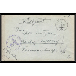 17123 hamburg 1941 censure 17440 guerre 39/45 ww2 feldpost allemagne reich germany lettre cover