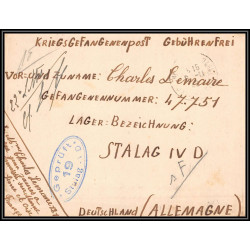 17142 stalag 4d 1940 ormesson Val-de-Marne censure guerre 39/45 ww2 lettre kriegsgefangenenpost allemagne germany