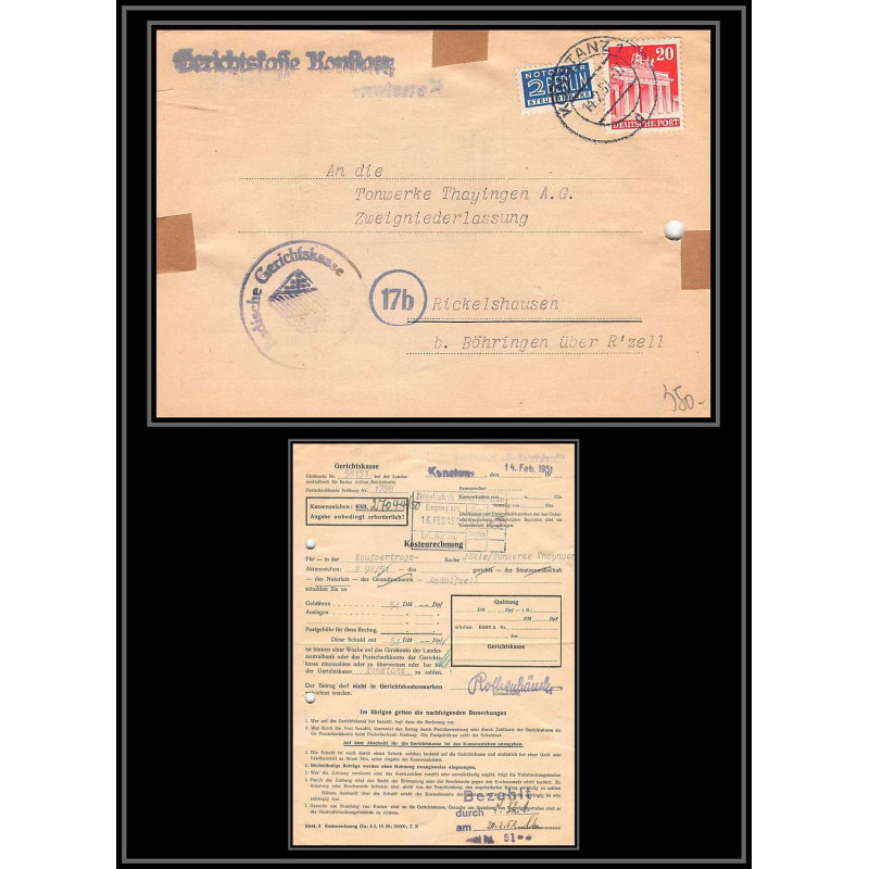 17144 konstanz 1951 censure 17b lettre cover allemagne germany deustche post