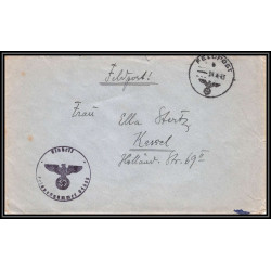 17152 kassel 1943 censure 04688 guerre 39/45 ww2 feldpost allemagne reich germany lettre cover