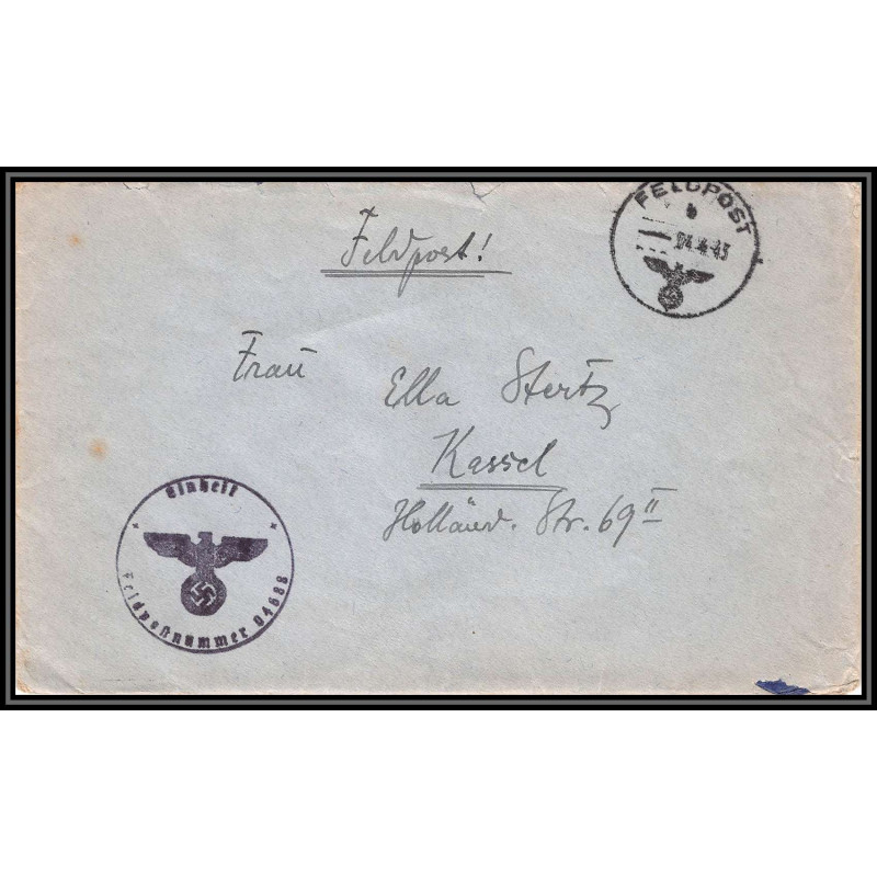 17152 kassel 1943 censure 04688 guerre 39/45 ww2 feldpost allemagne reich germany lettre cover