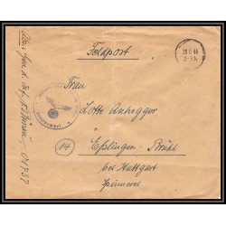 17153 stuttgart 1944 censure 01737 guerre 39/45 ww2 feldpost allemagne reich germany lettre cover
