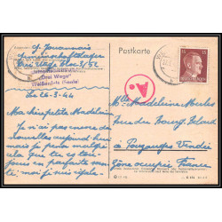 17186 Weissenfels 1944 Pouzauges vendée censure guerre 39/45 ww2 feldpost allemagne reich germany carte postcard