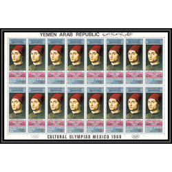 216c YAR (nord Yemen) MNH ** N°1011/1016 A silver jeux olympiques olympic games MEXICO Tableau painting feuilles sheets