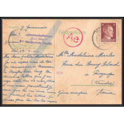 17199 Weissenfels 1944 Pouzauges vendée censure guerre 39/45 ww2 feldpost allemagne reich germany carte postcard