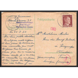 17202 Weissenfels 1944 Pouzauges vendée censure guerre 39/45 ww2 feldpost allemagne reich germany carte postcard