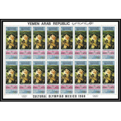 216c YAR (nord Yemen) MNH ** N°1011/1016 A silver jeux olympiques olympic games MEXICO Tableau painting feuilles sheets