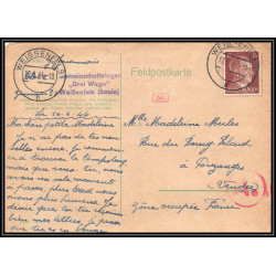 17208 Weissenfels 1944 Pouzauges vendée censure guerre 39/45 ww2 feldpost allemagne reich germany carte postcard