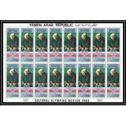 216c YAR (nord Yemen) MNH ** N°1011/1016 A silver jeux olympiques olympic games MEXICO Tableau painting feuilles sheets