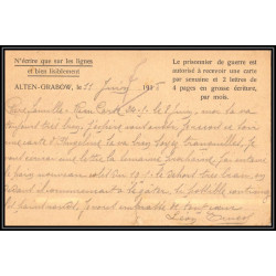 17404 ALTEN-GRABOW MAGDEBURG 1918 pour paris guerre 14/18 ww1 lettre kriegsgefangenenpost allemagne germany