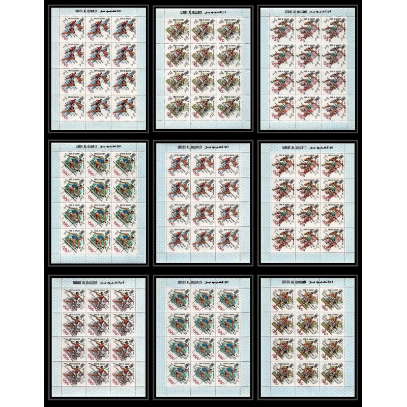 219c Umm al Qiwain MNH ** Mi N°285/293 A overprint black jeux olympiques olympic games MEXICO 68 feuilles sheets 