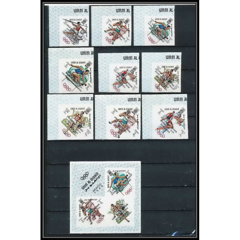 220 Umm al Qiwain MNH ** N°285/293 B Bl 15 B Non dentelé imperf overprint jeux olympiques olympic games MEXICO