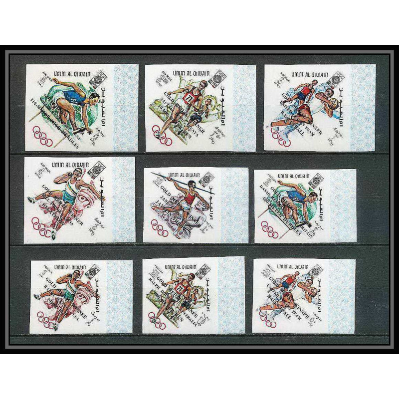 220a - Umm al Qiwain MNH ** Mi N°285/293 B Non dentelé imperf overprint jeux olympiques olympic games mexico