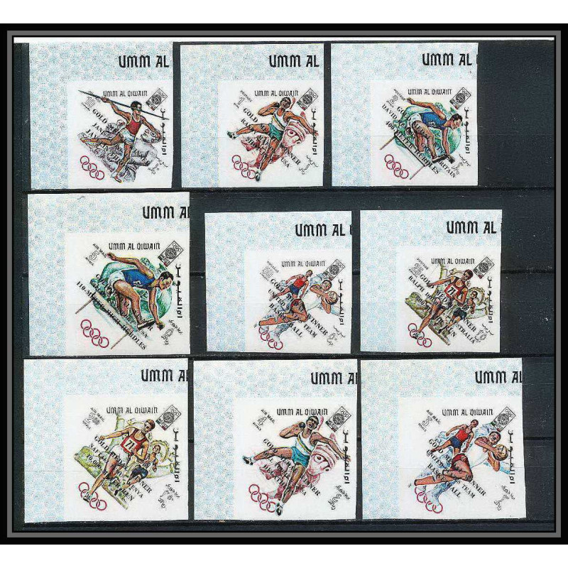 220b - Umm al Qiwain MNH ** Mi N°285/293 B Non dentelé imperf overprint jeux olympiques olympic games mexico
