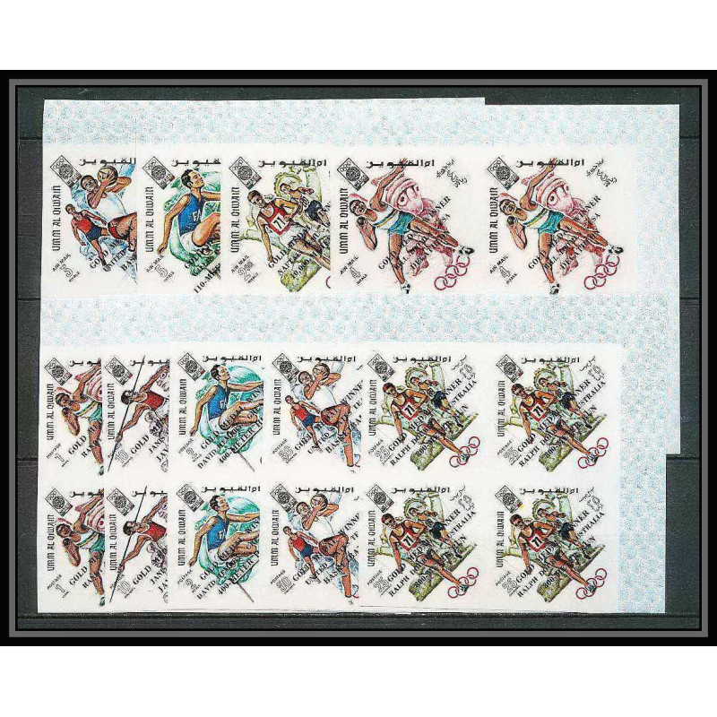 220c Umm al Qiwain MNH ** N°285/293 B Non dentelé imperf overprint jeux olympiques olympic games mexico bloc 4