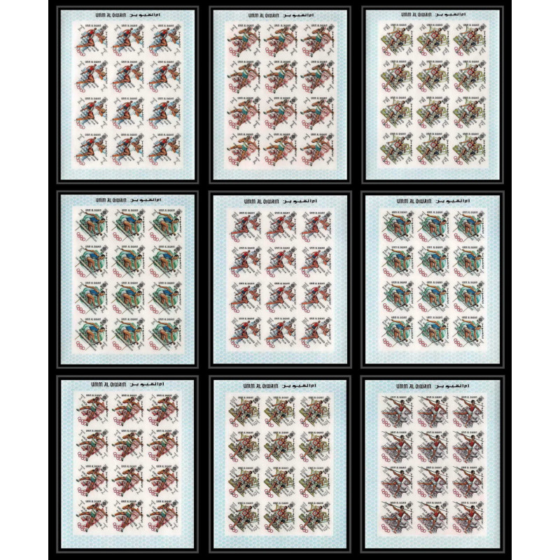 220d Umm al Qiwain MNH ** N°285 293 B non dentelé imperf overprint jeux olympiques olympic games mexico feuilles sheets