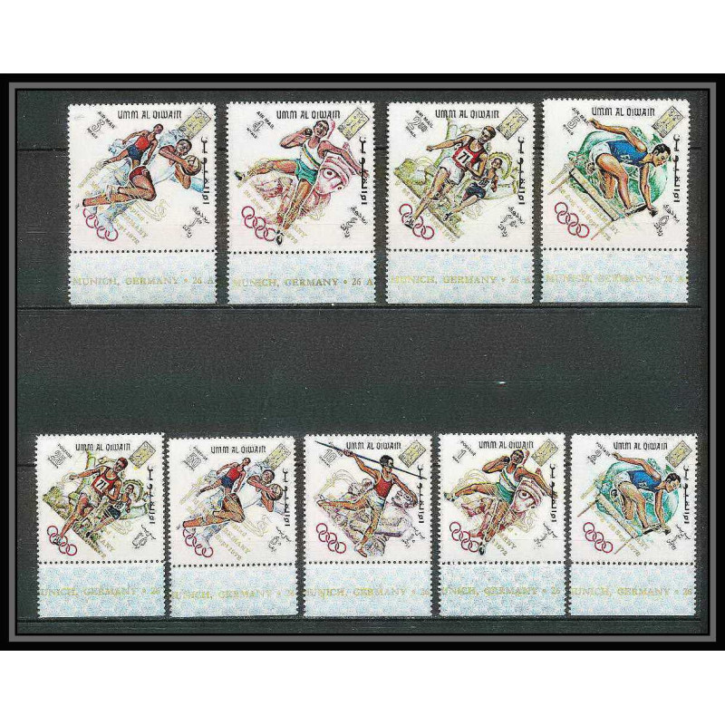 221 - Umm al Qiwain MNH ** Mi N°323/331 A overprint gold jeux olympiques olympic games MEXICO 68 basket javelin