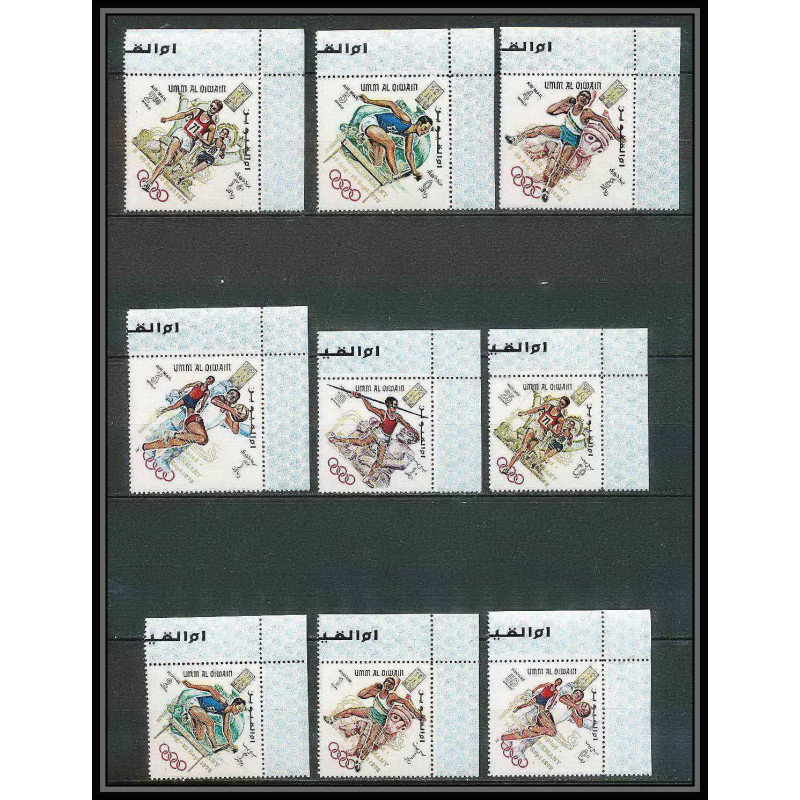221a - Umm al Qiwain MNH ** Mi N°323/331 A overprint gold jeux olympiques olympic games MEXICO 68 basket javelin