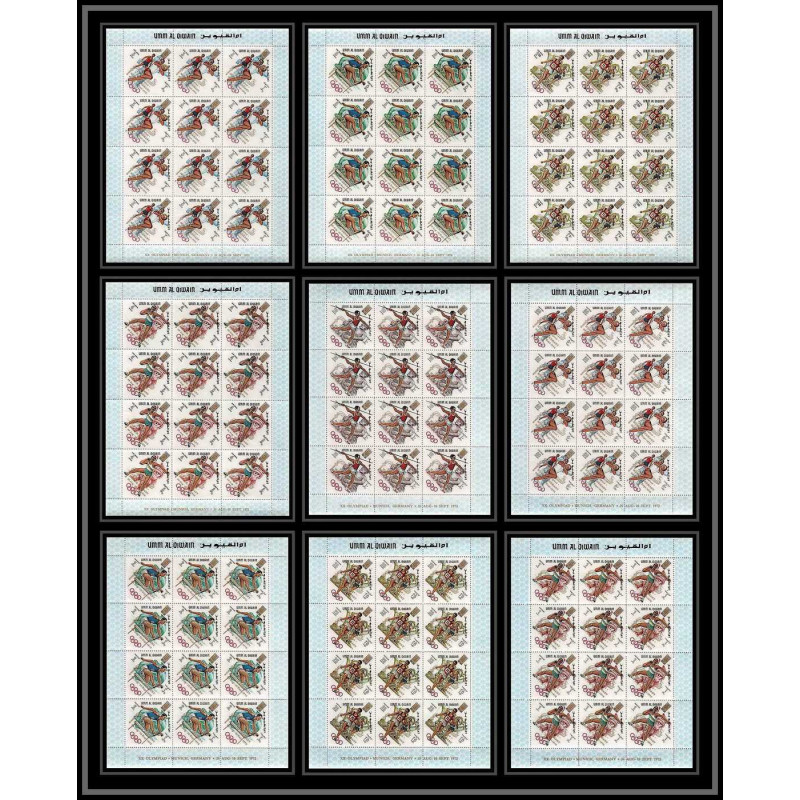 221d Umm al Qiwain MNH ** N°323/331 A overprint gold jeux olympiques olympic games MEXICO 68 basket feuilles sheets