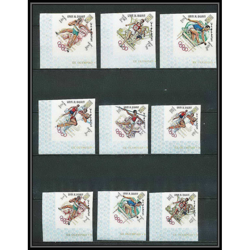 222a Umm al Qiwain MNH ** N°323 /331 B overprint gold Non dentelé imperf jeux olympiques olympic games MEXICO 68