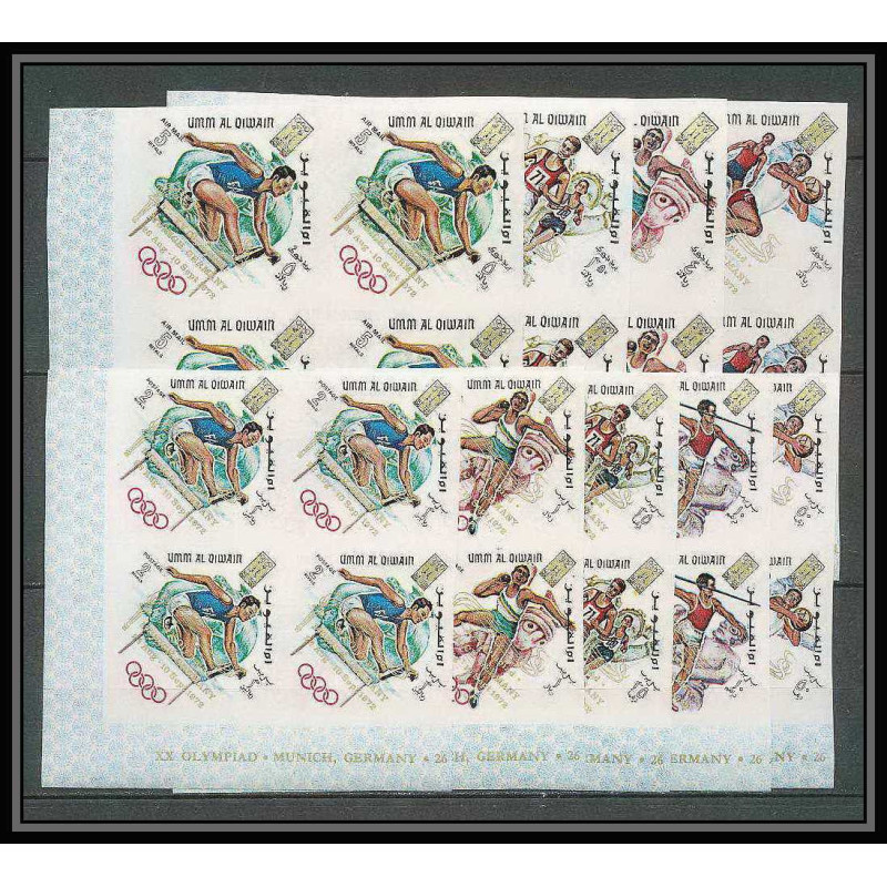 222b Umm al Qiwain MNH ** N°323/331 B overprint gold Non dentelé imperf jeux olympiques olympic games MEXICO 68