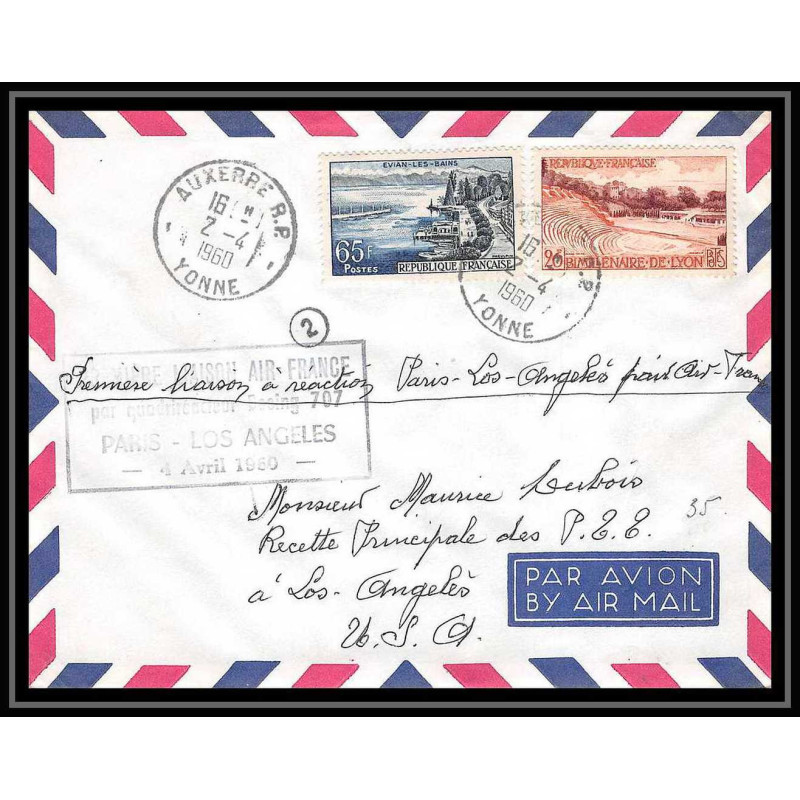 17841 PA poste aérienne First Flight Premier vol aviation france première liaison quadrireacteur paris los angeles 04/04