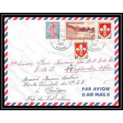 17854 PA poste aérienne First Flight Premier vol aviation france paris noumea escale saigon viet nam 10/09/1960 auxerre 