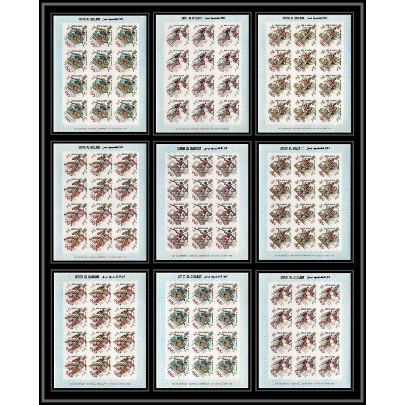 222c Umm al Qiwain MNH ** N°323/331 B gold non dentelé imperf jeux olympiques olympic games MEXICO 68 feuilles sheets