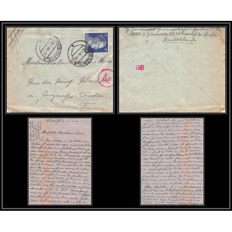 17999 LAC censure weissenfels Pouzauges vendee guerre 1944 guerre 39/45 ww2 feldpost allemagne reich germany france