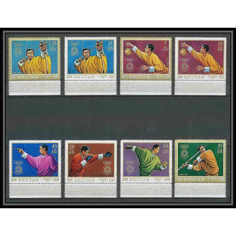 227 - bhutan (bouthan) Mi ** MNH N°514/521 A jeux olympiques olympic games munich 72